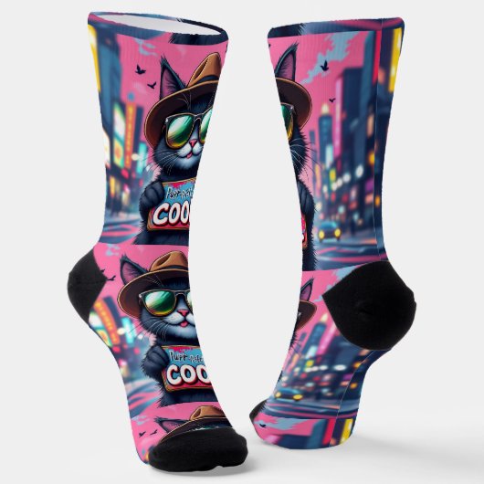 Bright Socks UNISEX Purr-fectly Cool Cat 0040755 Sokken (Gebogen)
