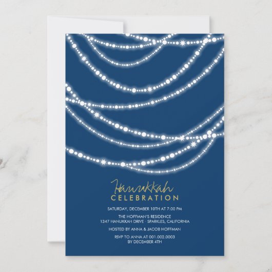 Bright Sparkles Hanukkah Celebration Holiday Party Kaart (Voorkant)