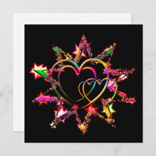 Bright Sparkling Hearts Designer Square Note Kaart (Voorkant / Achterkant)