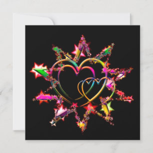 Bright Sparkling Hearts Designer Square Note Kaart