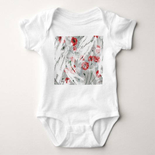 Bright Splash Red Poppy Waterverf Romper (Voorkant)