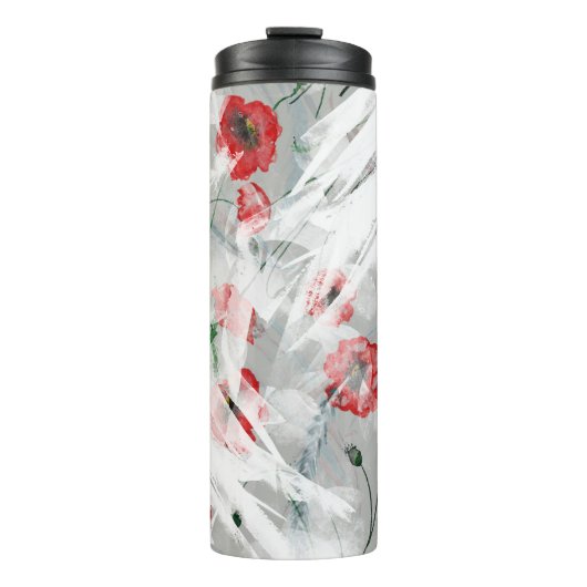Bright Splash Red Poppy Waterverf Thermosbeker (Voorkant)