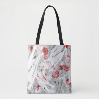 Bright Splash Red Poppy Waterverf Tote Bag