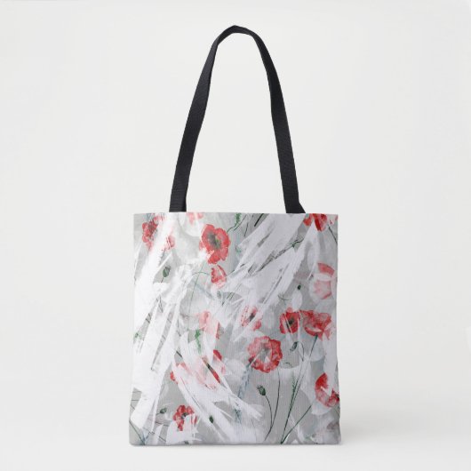 Bright Splash Red Poppy Waterverf Tote Bag (Voorkant)