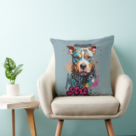 Bright Splatter Pit Bull Illustratie Kussen