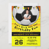 Bright Sporty Custom Photo Birthday I | Soccer Kaart (Voorkant)