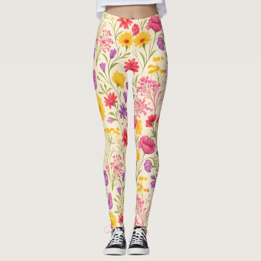 Bright Spring Botanical Design Leggings (Voorkant)