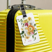 Bright Spring Floral Boeket met Monogram Bagagelabel