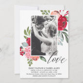 Bright Spring Floral Script Love Photo Wedding Kaart (Voorkant)