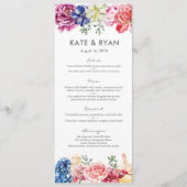 Bright spring florals Bruiloft Menu Kaart (Voorkant)