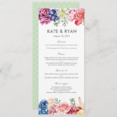 Bright spring florals Bruiloft Menu Kaart (Voorkant / Achterkant)