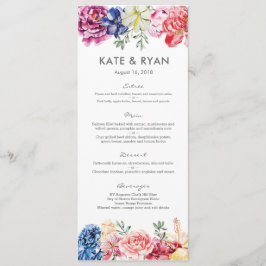 Bright spring florals Bruiloft Menu Kaart