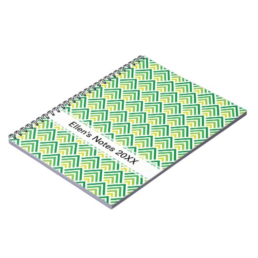 Bright Spring Green Geometric Chevron ZigZag Notitieboek (Linkerzijde)