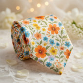 Bright Spring Meadow Floral Pattern Stropdas