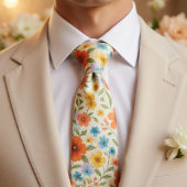 Bright Spring Meadow Floral Pattern Stropdas