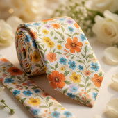 Bright Spring Meadow Floral Pattern Stropdas