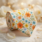 Bright Spring Meadow Floral Pattern Stropdas