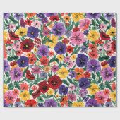 Bright Spring Pansies Floral Garden Pattern Cadeaupapier (Vlak)