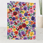 Bright Spring Pansies Floral Garden Pattern Kaart (Achterkant)