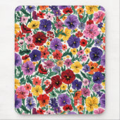 Bright Spring Pansies Floral Garden Pattern Muismat (Voorkant)