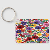 Bright Spring Pansies Floral Garden Pattern Sleutelhanger (Achterkant)