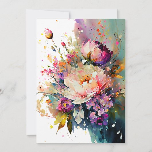 Bright spring waterverf bloemenbruiloft kaart (Achterkant)