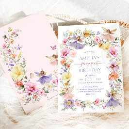 Bright Spring Wildflower Fairy Eerste 1e Verjaarda Kaart