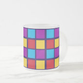 Bright Squares (with red and blue) Matglas Koffiemok (Voorkant rechts)