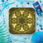 Bright Star Christmas Golden Mandala Kaleidoscoop Papieren Bordje (Feest)