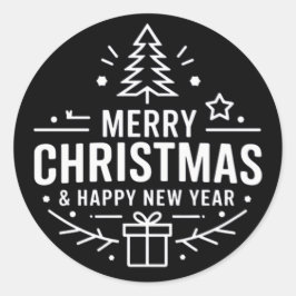 Bright Star Merry Christmas & Happy New Year Stick Ronde Sticker