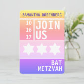 Bright Star of David Bat Mitswa Uitnodiging (Staand voorkant)