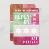 Bright Star of David Bat Mitzvah RSVP Reageer Kaart (Voorkant / Achterkant)