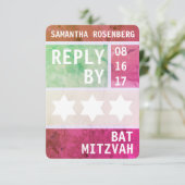 Bright Star of David Bat Mitzvah RSVP Reageer Kaart (Staand voorkant)