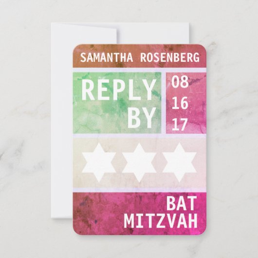 Bright Star of David Bat Mitzvah RSVP Reageer Kaart (Voorkant)