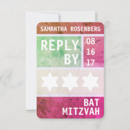 Bright Star of David Bat Mitzvah RSVP Reageer Kaart