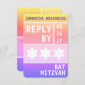 Bright Star of David Bat Mitzvah RSVP Reageer Kaart (Voorkant / Achterkant)