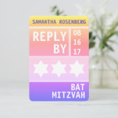 Bright Star of David Bat Mitzvah RSVP Reageer Kaart (Staand voorkant)