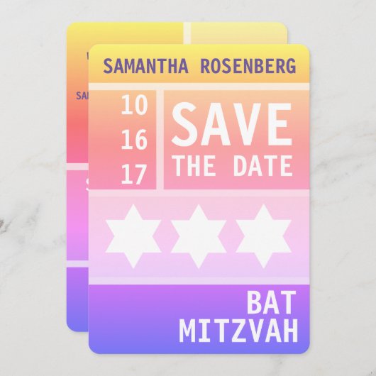 Bright Star of David - Red de datum Save The Date (Voorkant / Achterkant)