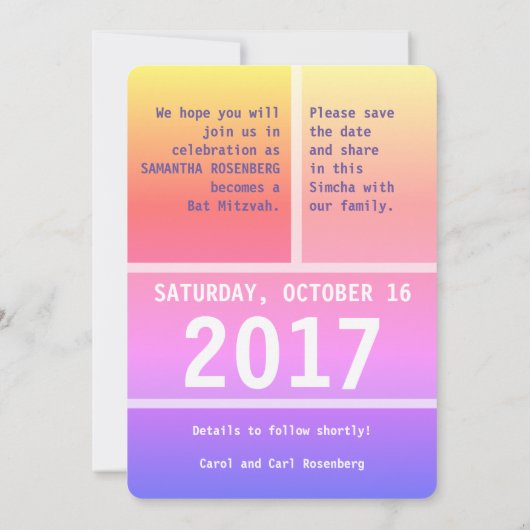 Bright Star of David - Red de datum Save The Date (Achterkant)