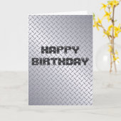 Bright Steel Diamondplate Birthday Kaart (Gele Bloem)