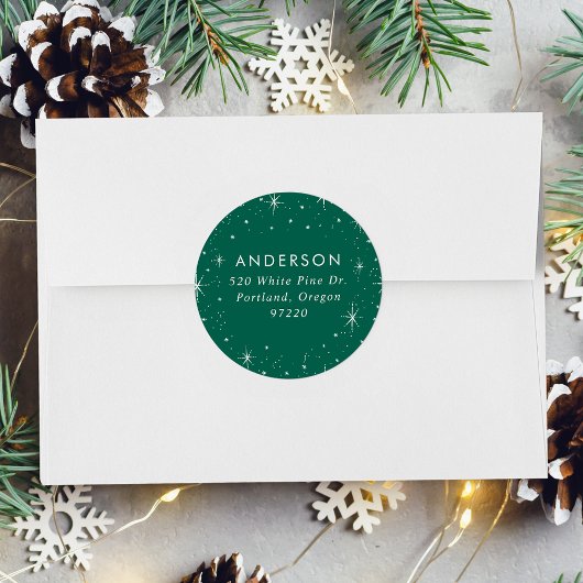 Bright sterren Green Holiday Return Address Label