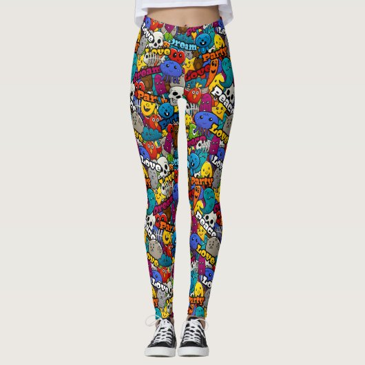Bright Sticker Patroon Leggings (Voorkant)