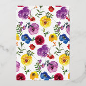 Bright & Stor Florals Shhh Surprise Birthday Gold Folie Uitnodiging (Achterkant)