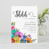 Bright & Stor Florals Shhh Surprise Birthday Kaart (Staand voorkant)