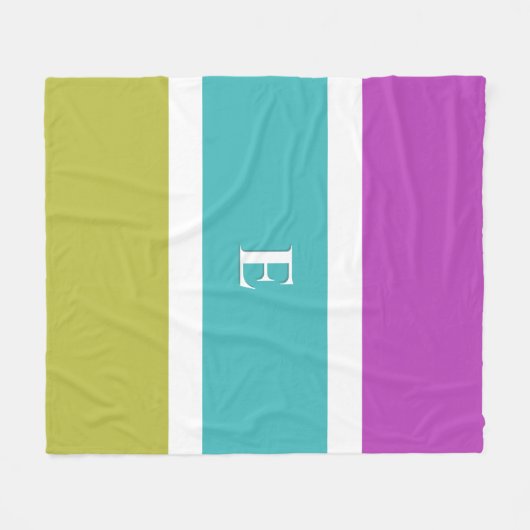 Bright Stripe Modern Initiaal Monogram Fleece Deken (Voorkant (Horizontaal))