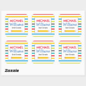 Bright Stripe schoollabels Vierkante Sticker (Vel)