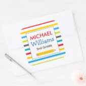 Bright Stripe schoollabels Vierkante Sticker (Envelop)