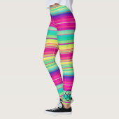 Bright Stripe Vrouwen Kleurrijke Running Leggings (Links)