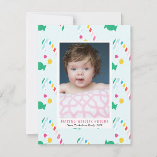 Bright Striped Christmas Candy Cane Vakantiefoto Feestdagenkaart