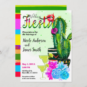 Bright Stripes Cactus & Succulents FIESTA WEDDING Kaart